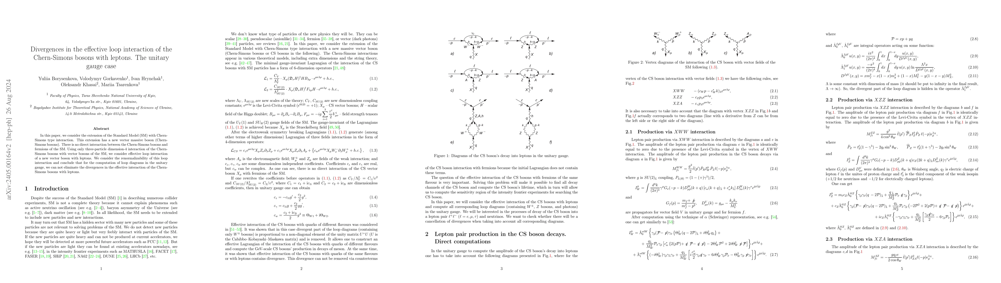 Thumbnail for Divergences in the effective loop interaction of the Chern-Simons bosons
  with leptons. The unitary gauge case