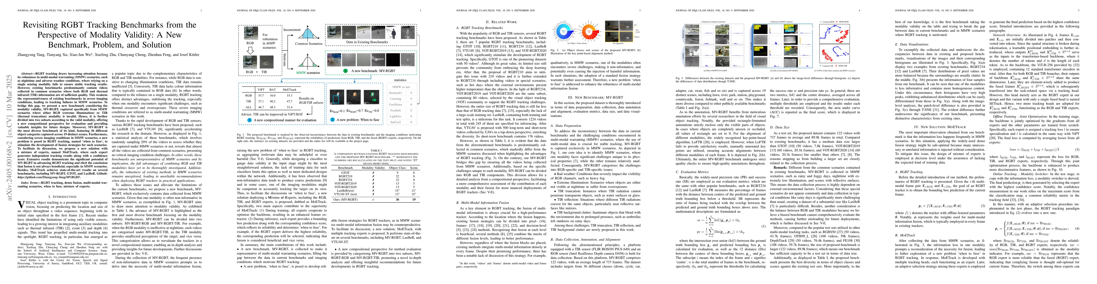 Thumbnail for Revisiting RGBT Tracking Benchmarks from the Perspective of Modality
  Validity: A New Benchmark, Problem, and Method