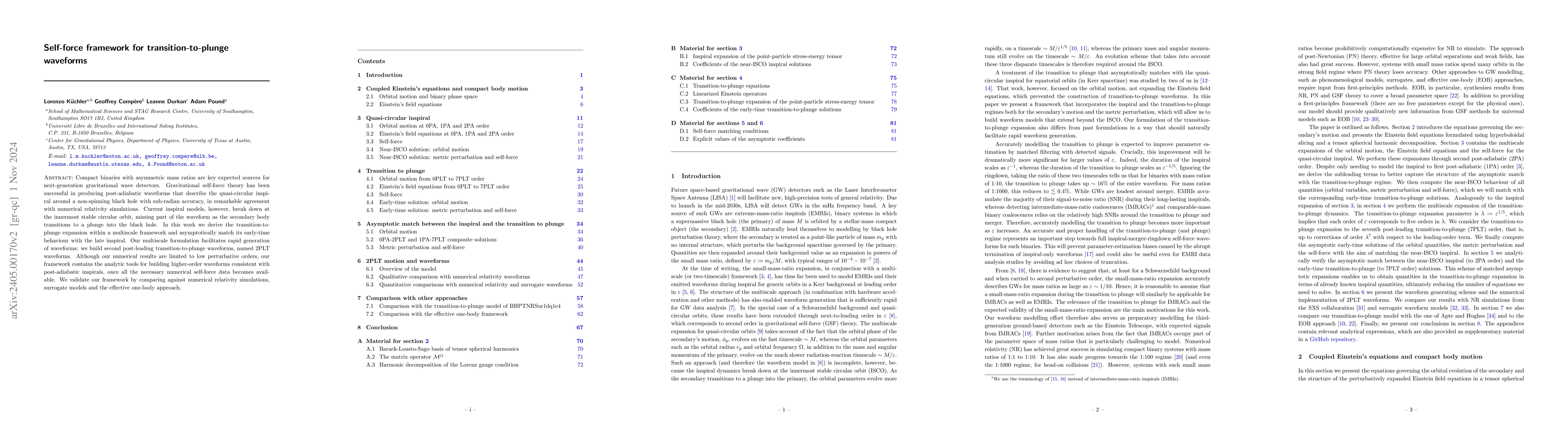 Thumbnail for Self-force framework for transition-to-plunge waveforms