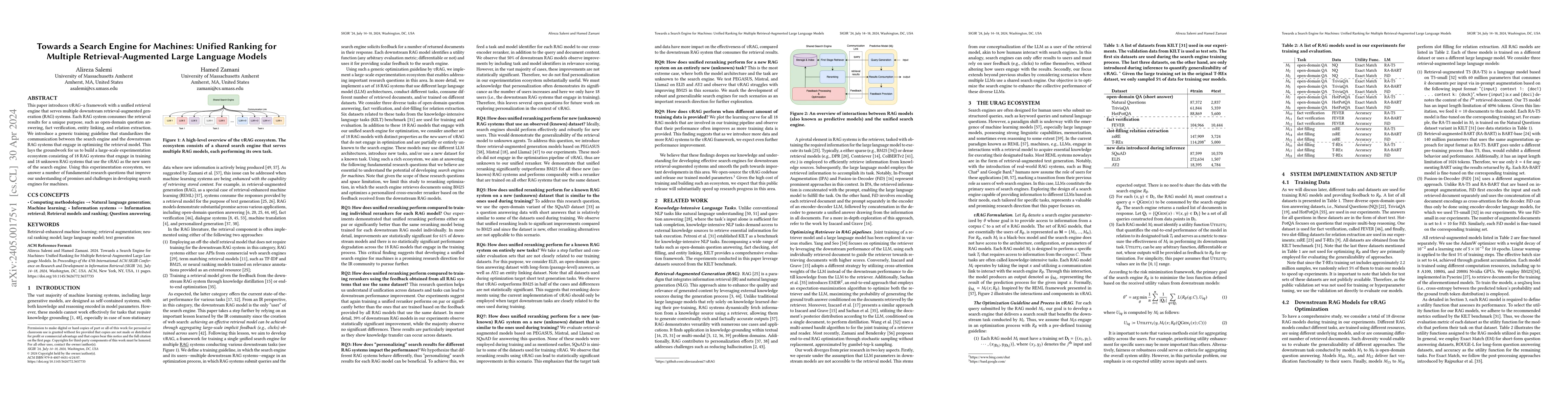 Thumbnail for Towards a Search Engine for Machines: Unified Ranking for Multiple
  Retrieval-Augmented Large Language Models