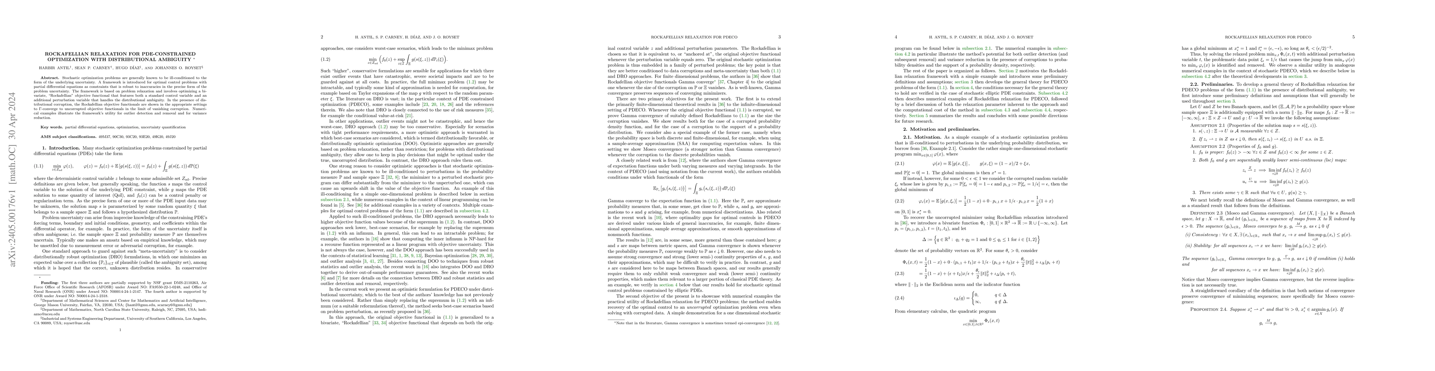 Thumbnail for Rockafellian Relaxation for PDE-Constrained Optimization with
  Distributional Uncertainty
