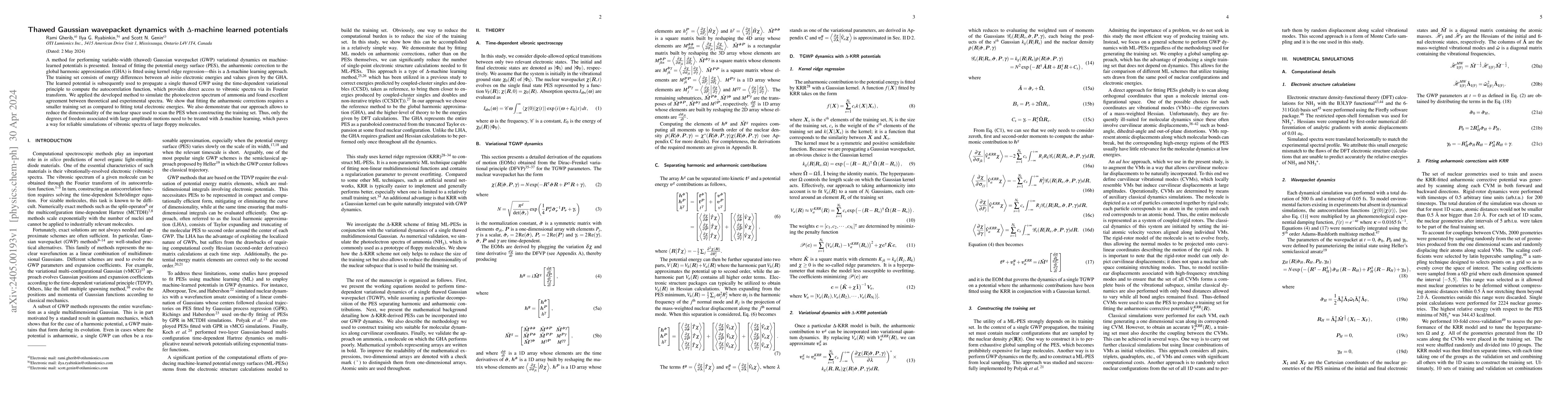 Thumbnail for Thawed Gaussian wavepacket dynamics with $\Delta$-machine learned
  potentials