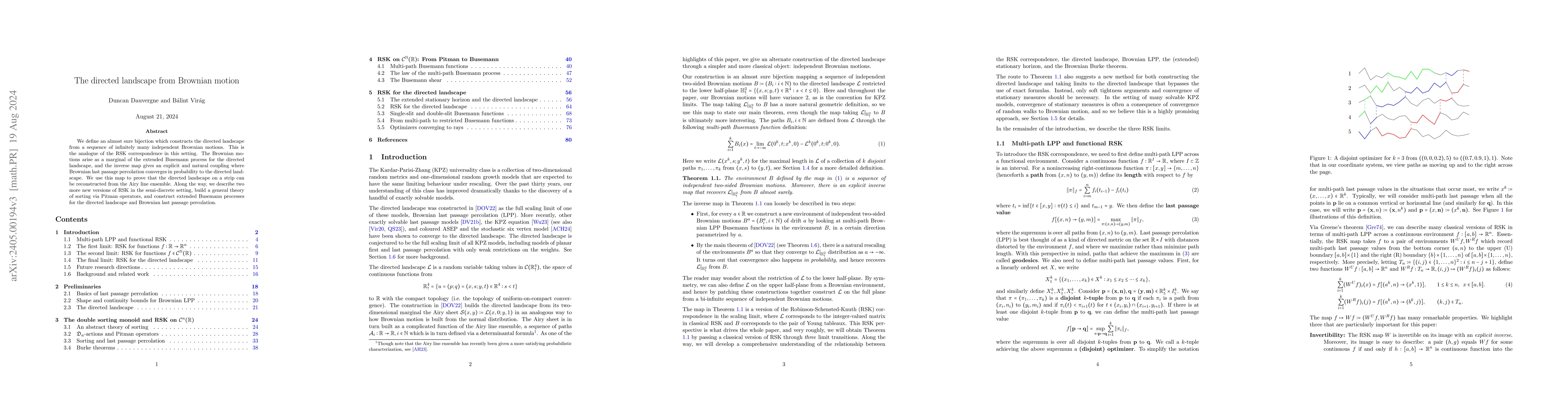 Thumbnail for The directed landscape from Brownian motion