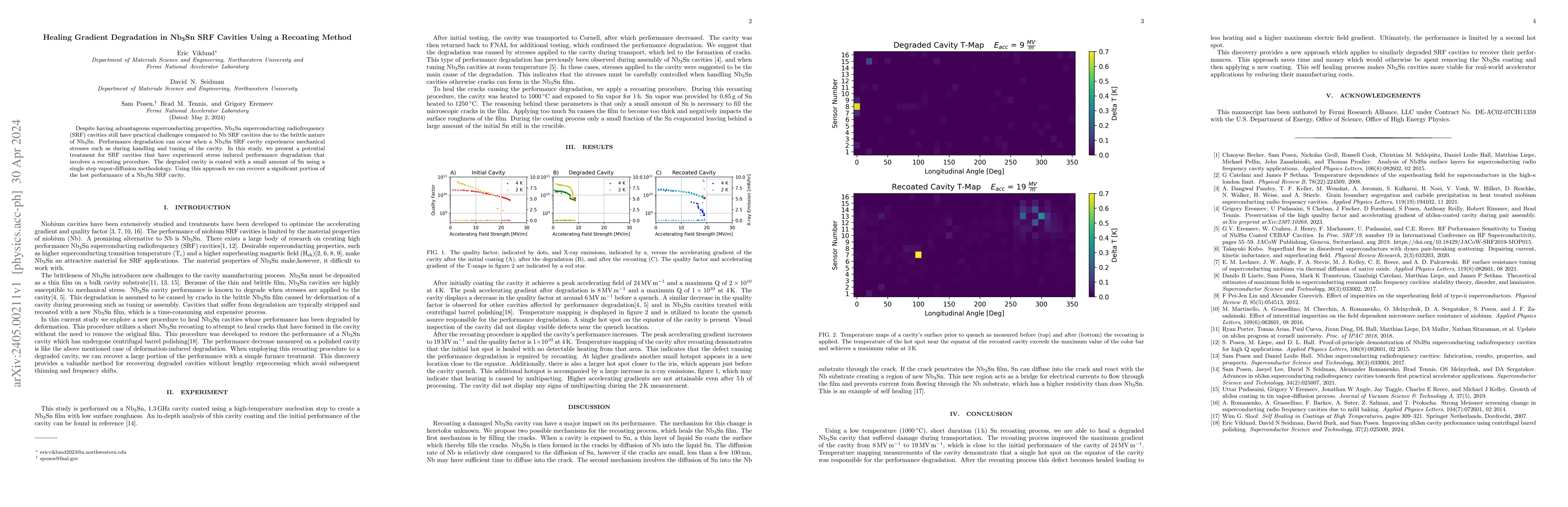 Thumbnail for Healing Gradient Degradation in Nb3Sn SRF Cavities Using a Recoating
  Method