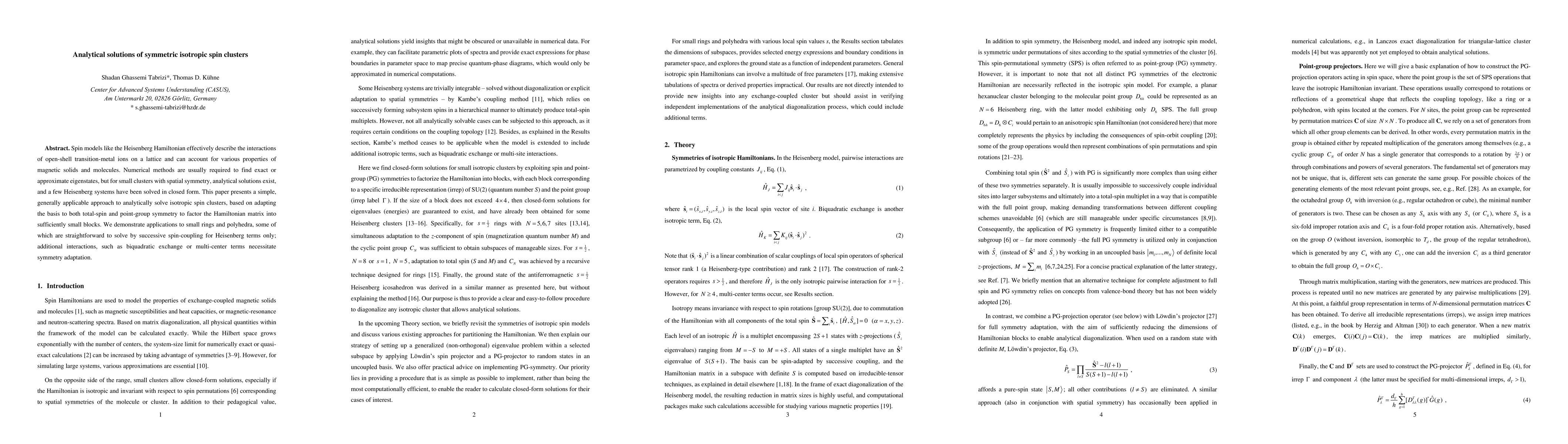 Thumbnail for Analytical solutions of symmetric isotropic spin clusters