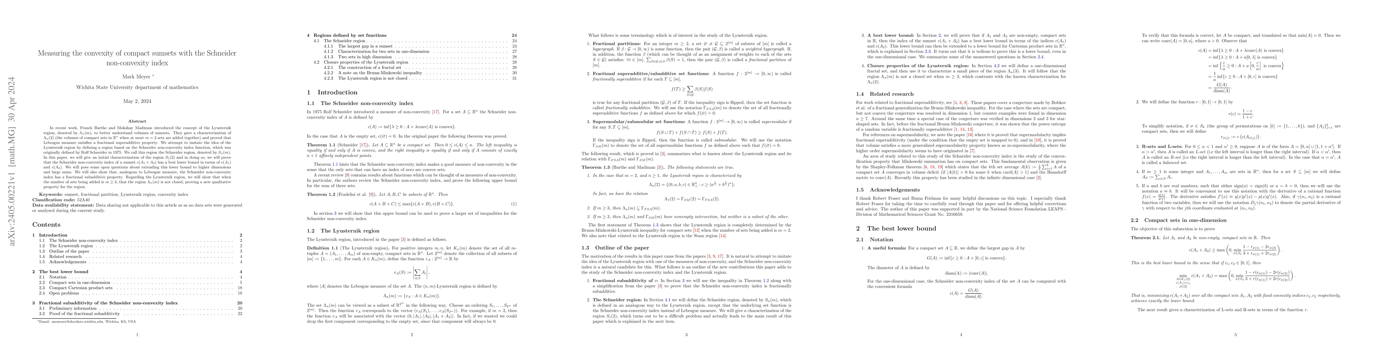 Thumbnail for Measuring the convexity of compact sumsets with the Schneider
  non-convexity index