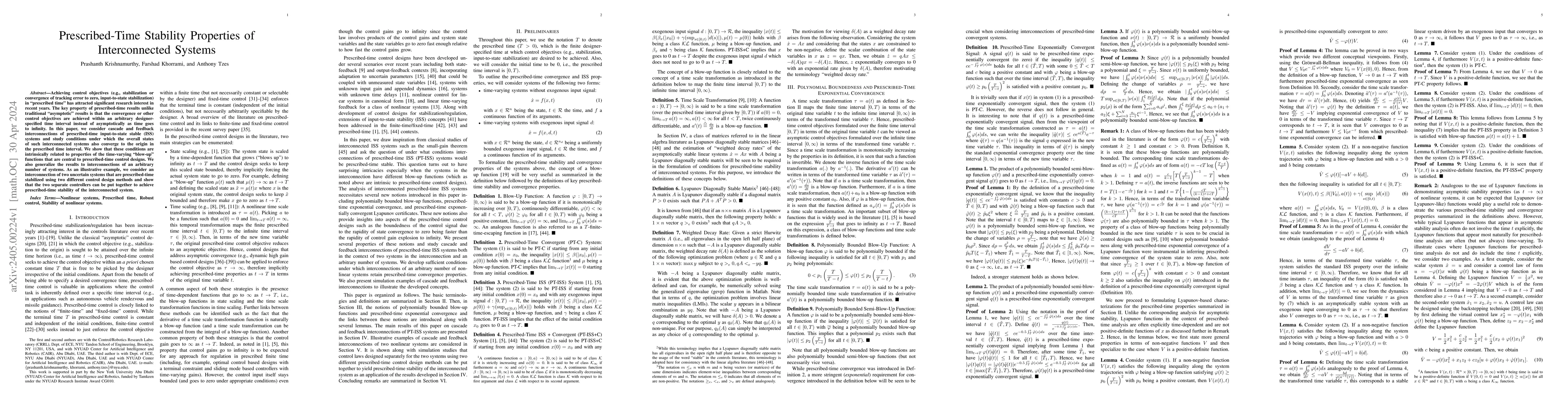Thumbnail for Prescribed-Time Stability Properties of Interconnected Systems