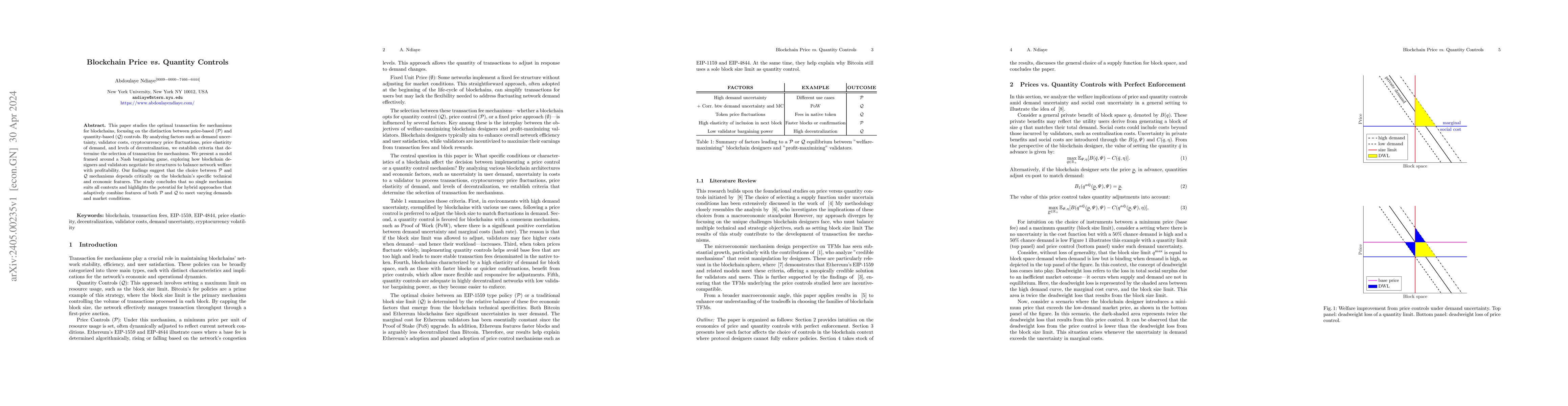 Thumbnail for Blockchain Price vs. Quantity Controls