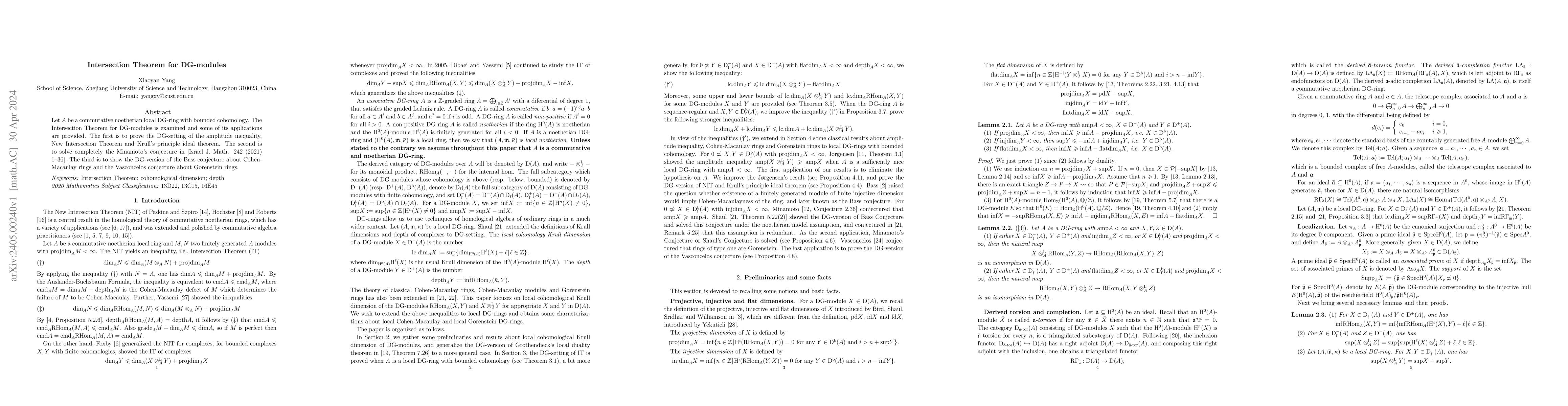 Thumbnail for Intersection Theorem for DG-modules
