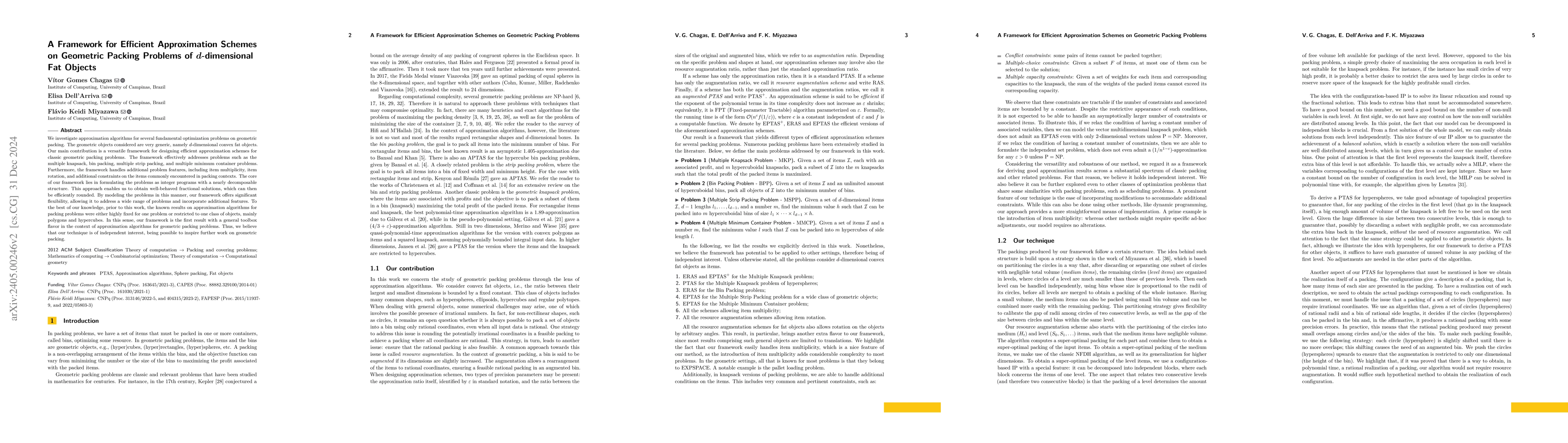 Thumbnail for A Framework for Approximation Schemes on Knapsack and Packing Problems
  of Hyperspheres and Fat Objects