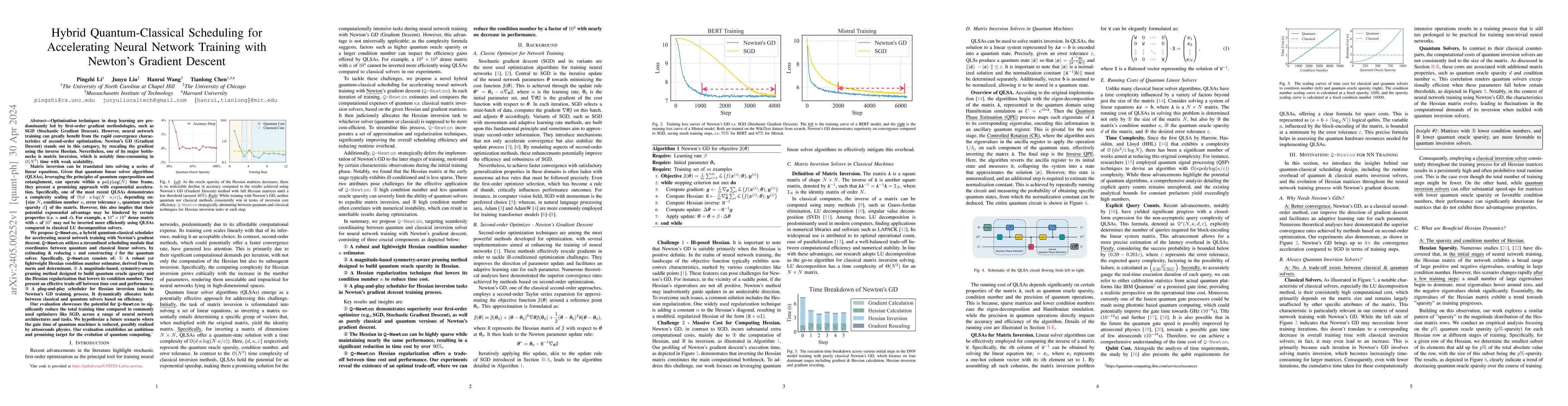 Thumbnail for Hybrid Quantum-Classical Scheduling for Accelerating Neural Network
  Training with Newton's Gradient Descent