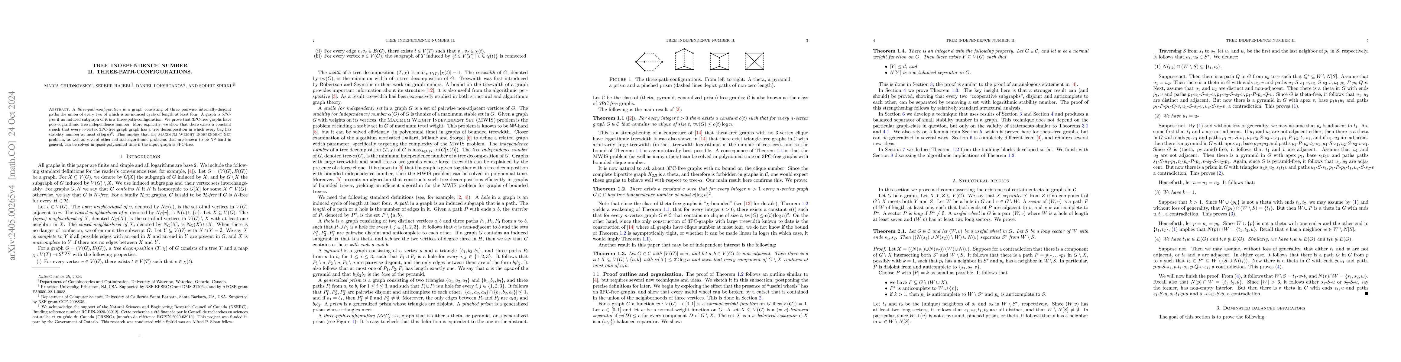 Thumbnail for Tree independence number II. Three-path-configurations