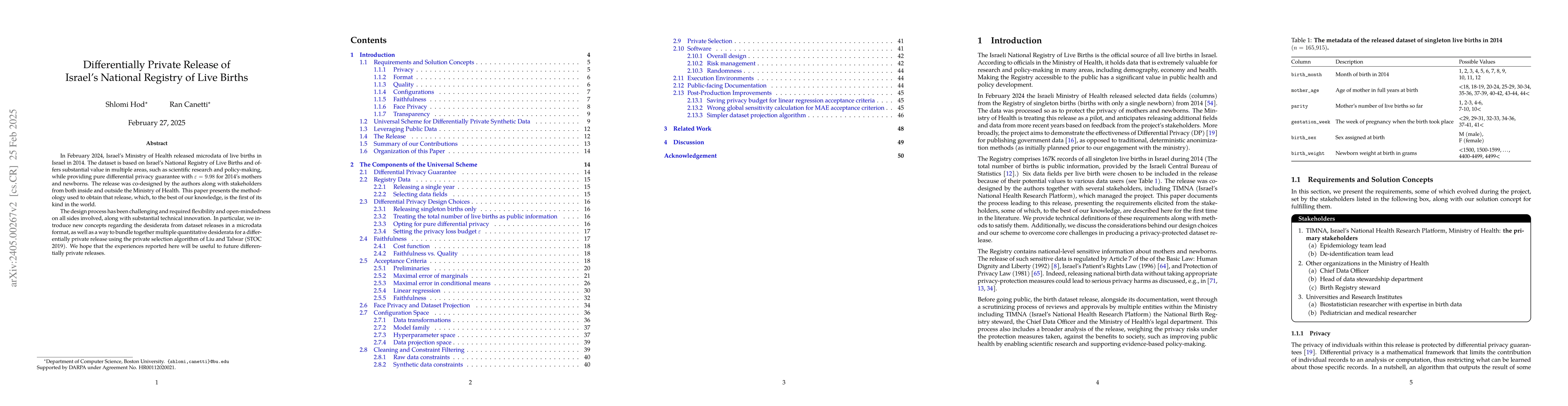 Thumbnail for Differentially Private Release of Israel's National Registry of Live
  Births