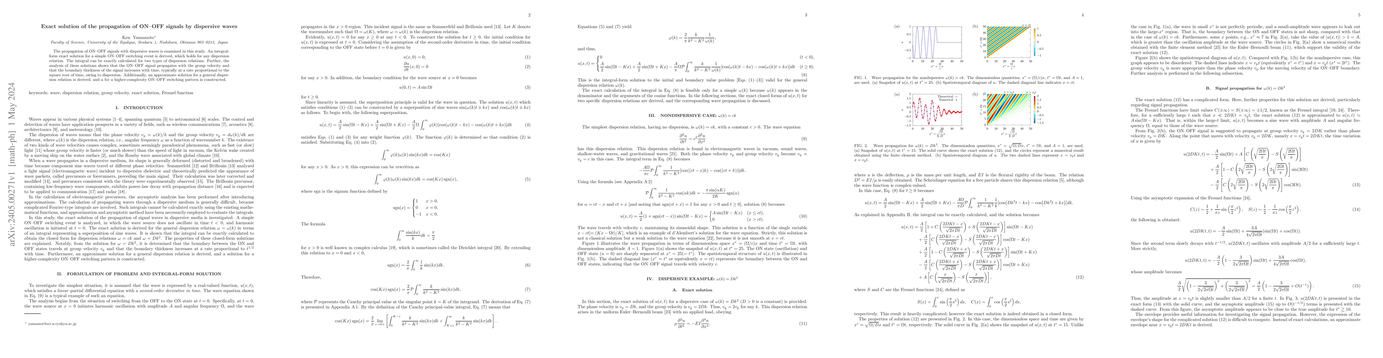 Thumbnail for Exact solution of the propagation of ON-OFF signals by dispersive waves