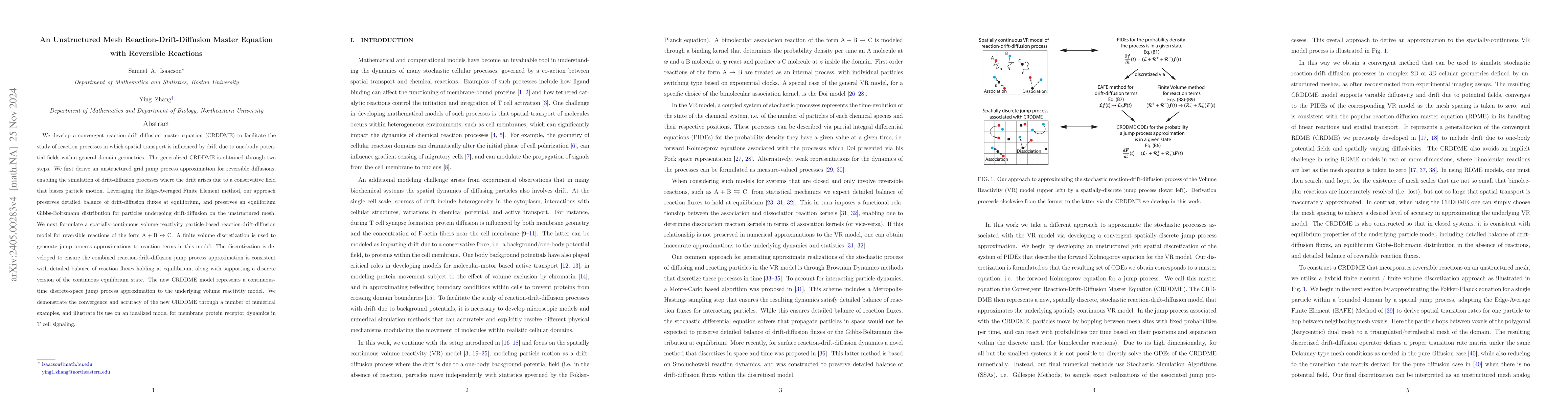 Thumbnail for An Unstructured Mesh Reaction-Drift-Diffusion Master Equation with
  Reversible Reactions