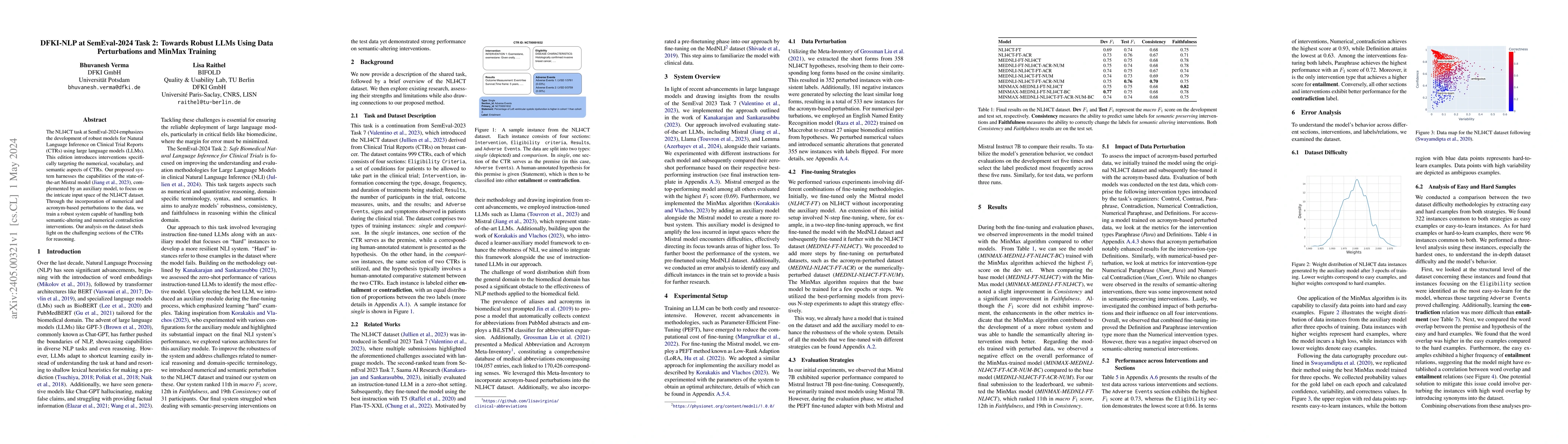 Thumbnail for DFKI-NLP at SemEval-2024 Task 2: Towards Robust LLMs Using Data
  Perturbations and MinMax Training