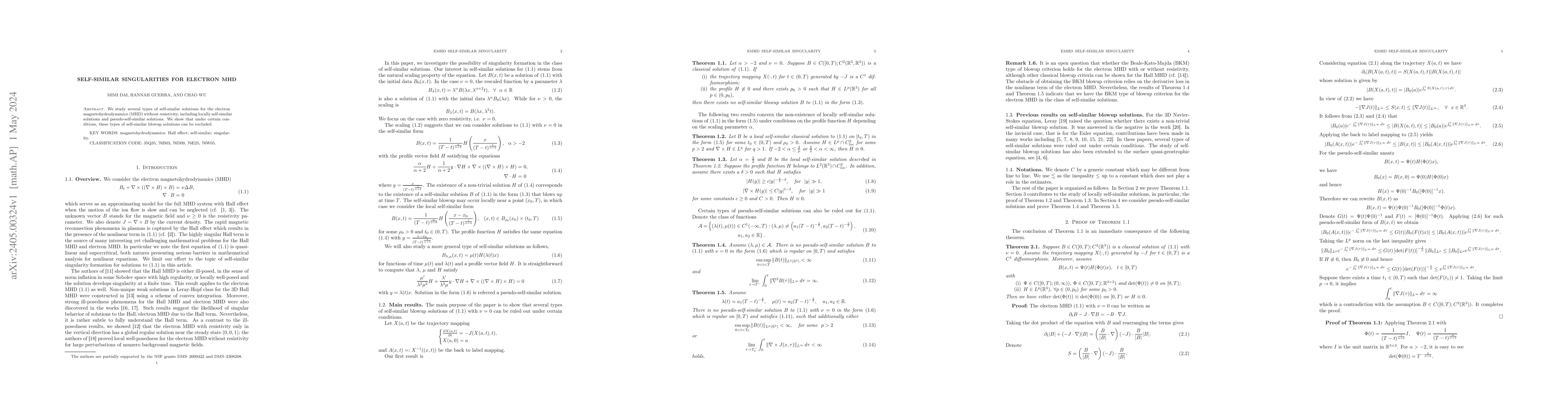 Thumbnail for Self-similar singularities for electron MHD