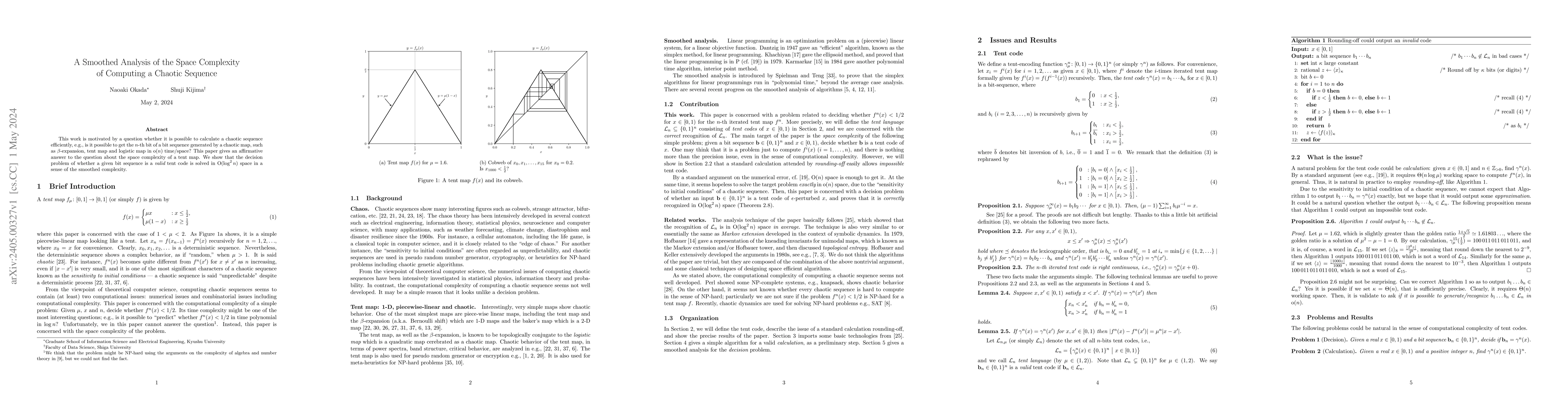 Thumbnail for A Smoothed Analysis of the Space Complexity of Computing a Chaotic
  Sequence