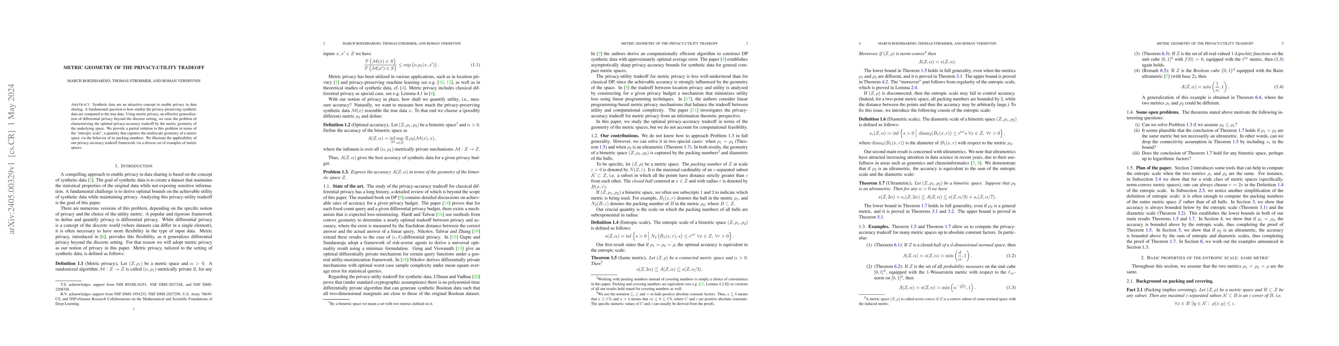 Thumbnail for Metric geometry of the privacy-utility tradeoff