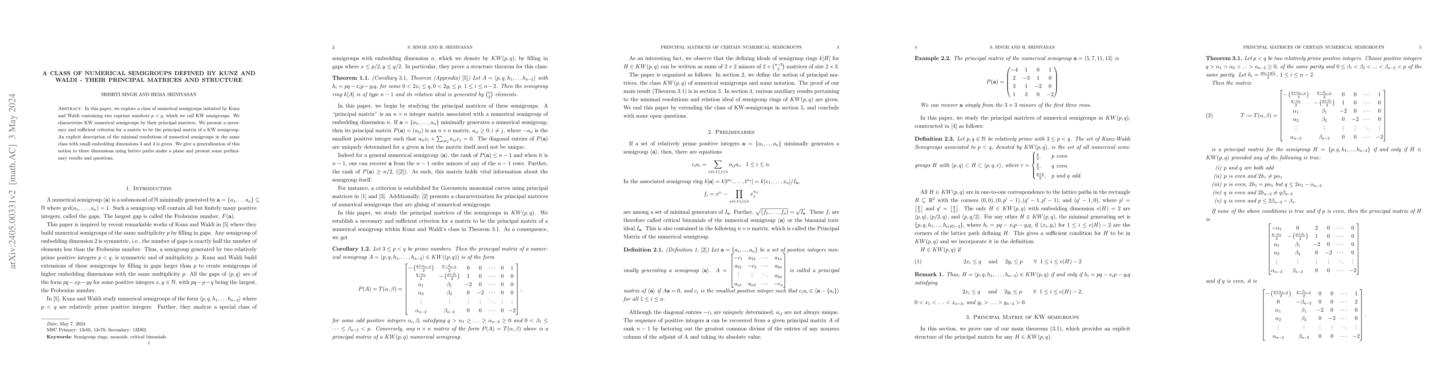 Thumbnail for A Class of Numerical Semigroups Defined by Kunz and Waldi