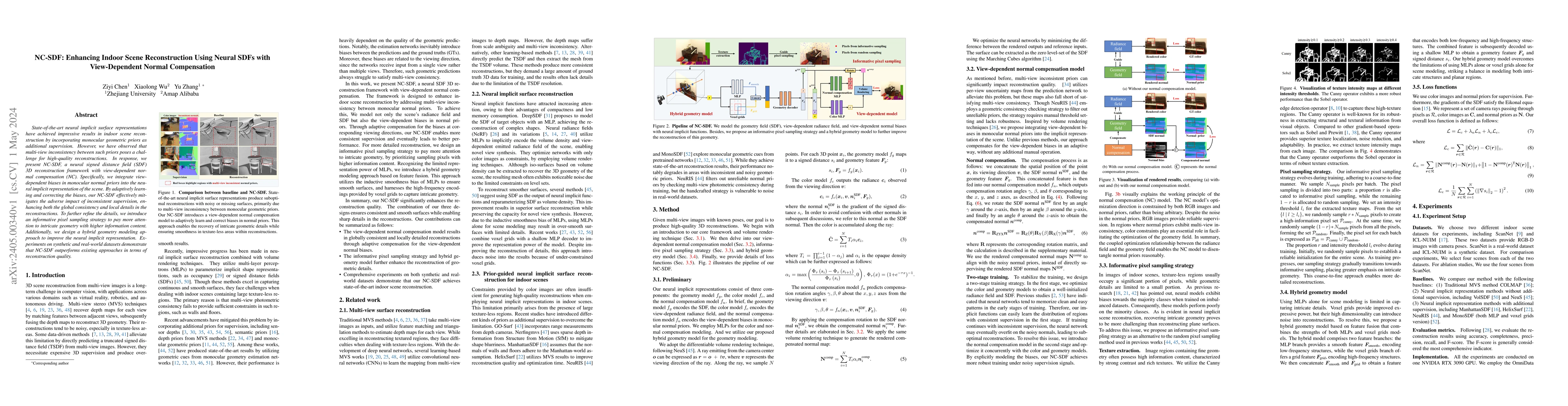 Thumbnail for NC-SDF: Enhancing Indoor Scene Reconstruction Using Neural SDFs with
  View-Dependent Normal Compensation