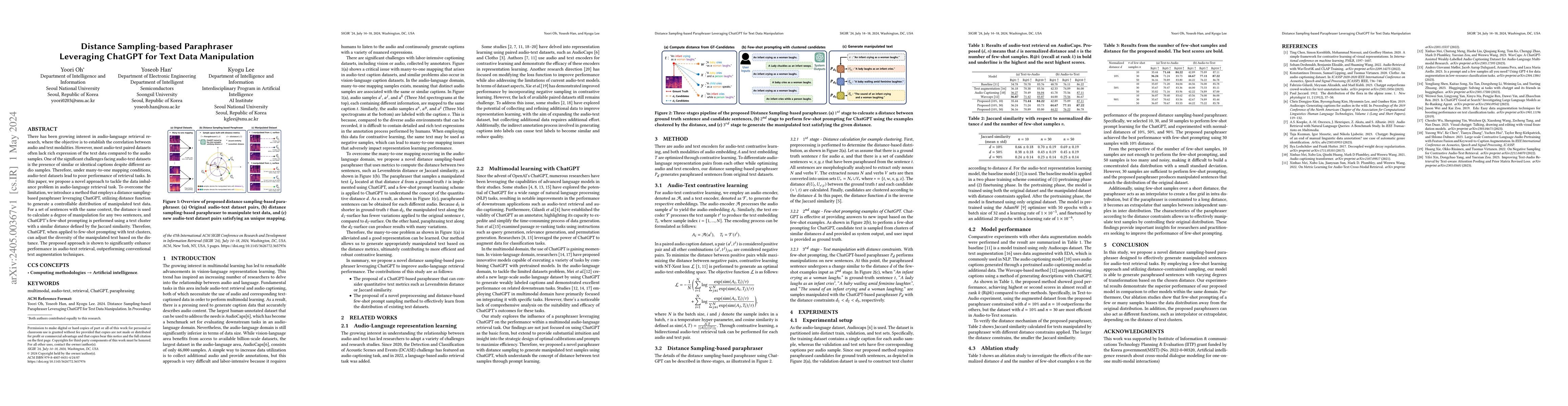 Thumbnail for Distance Sampling-based Paraphraser Leveraging ChatGPT for Text Data
  Manipulation