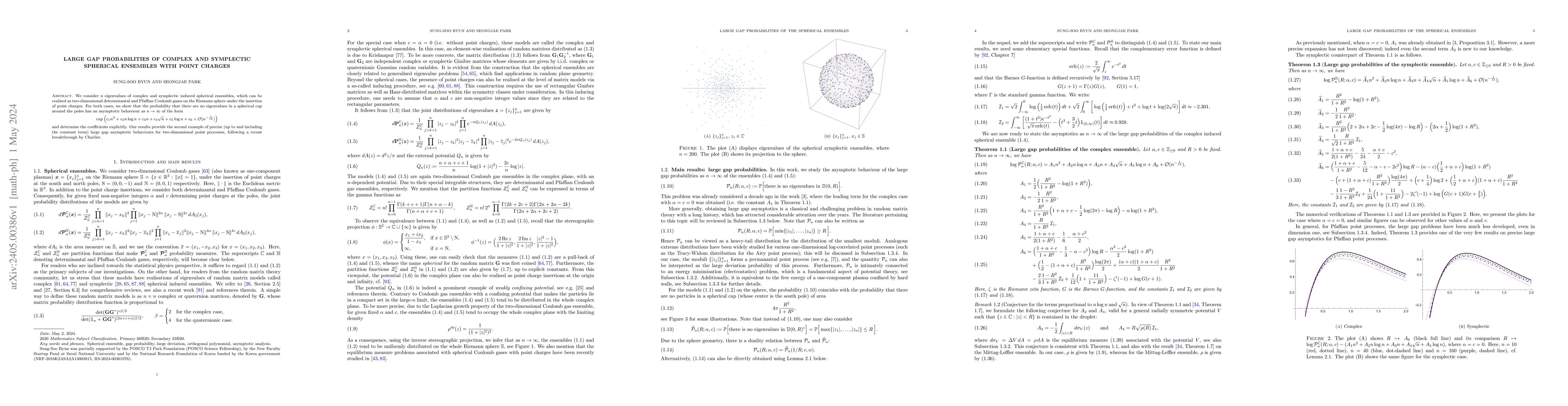Thumbnail for Large gap probabilities of complex and symplectic spherical ensembles
  with point charges