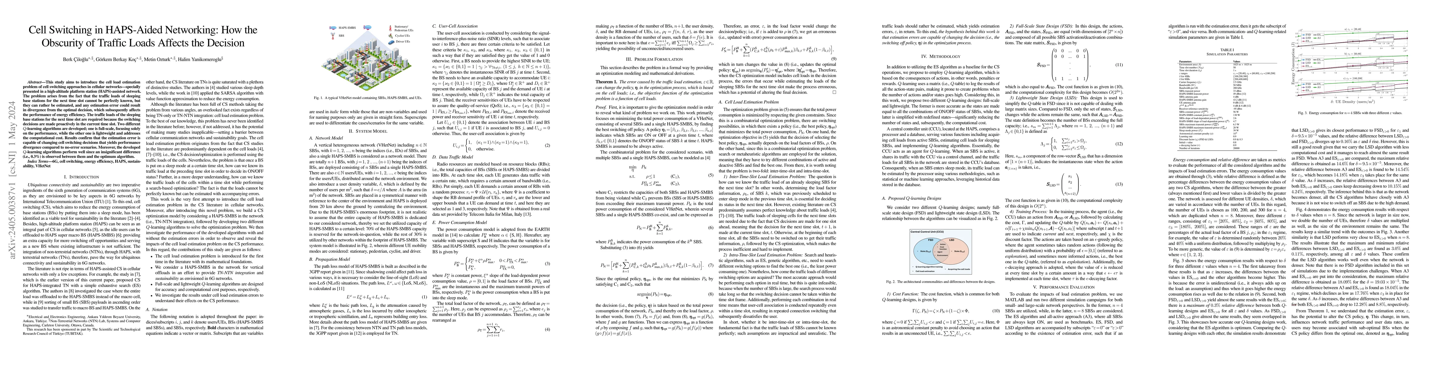 Thumbnail for Cell Switching in HAPS-Aided Networking: How the Obscurity of Traffic
  Loads Affects the Decision