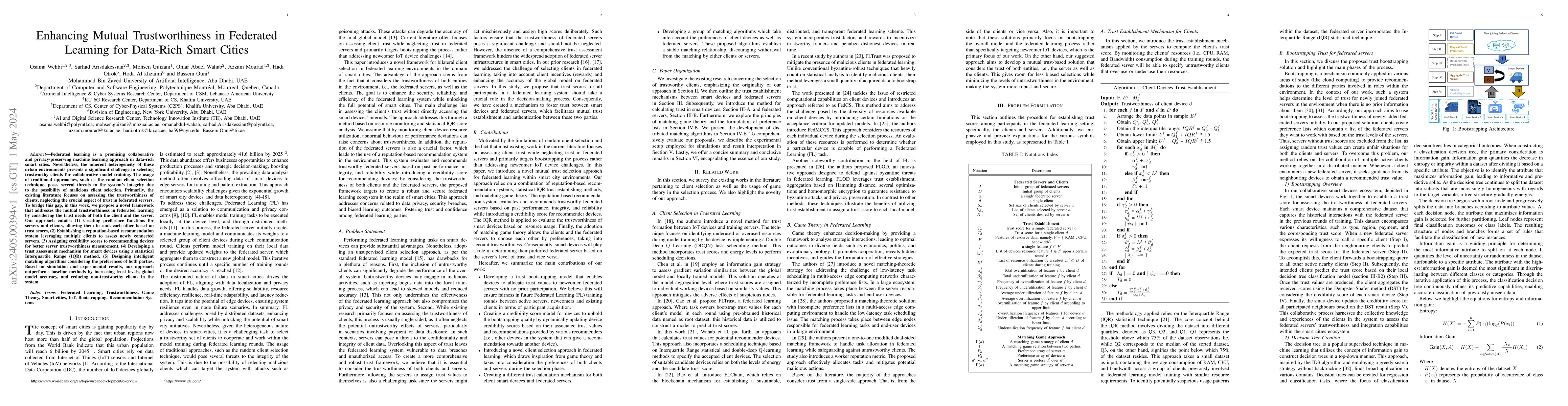 Thumbnail for Enhancing Mutual Trustworthiness in Federated Learning for Data-Rich
  Smart Cities