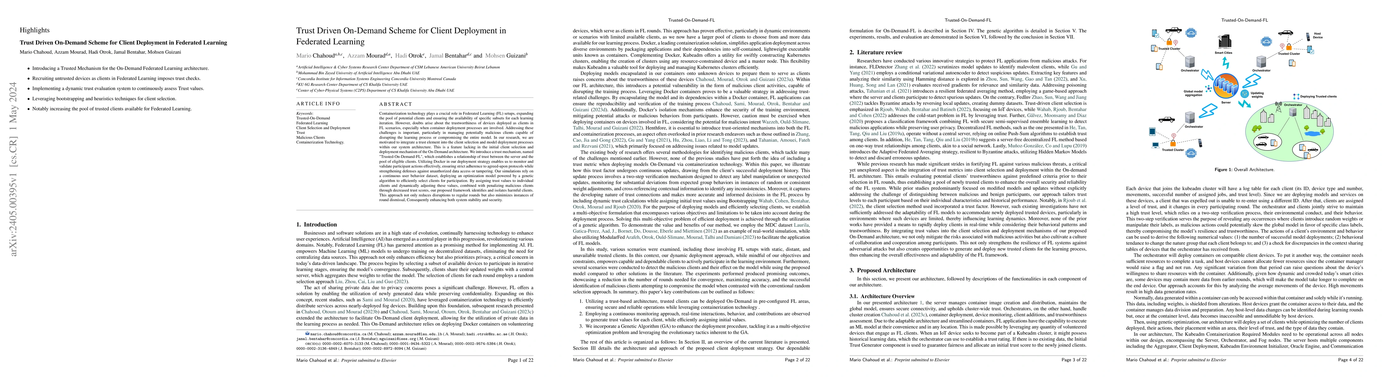 Thumbnail for Trust Driven On-Demand Scheme for Client Deployment in Federated
  Learning
