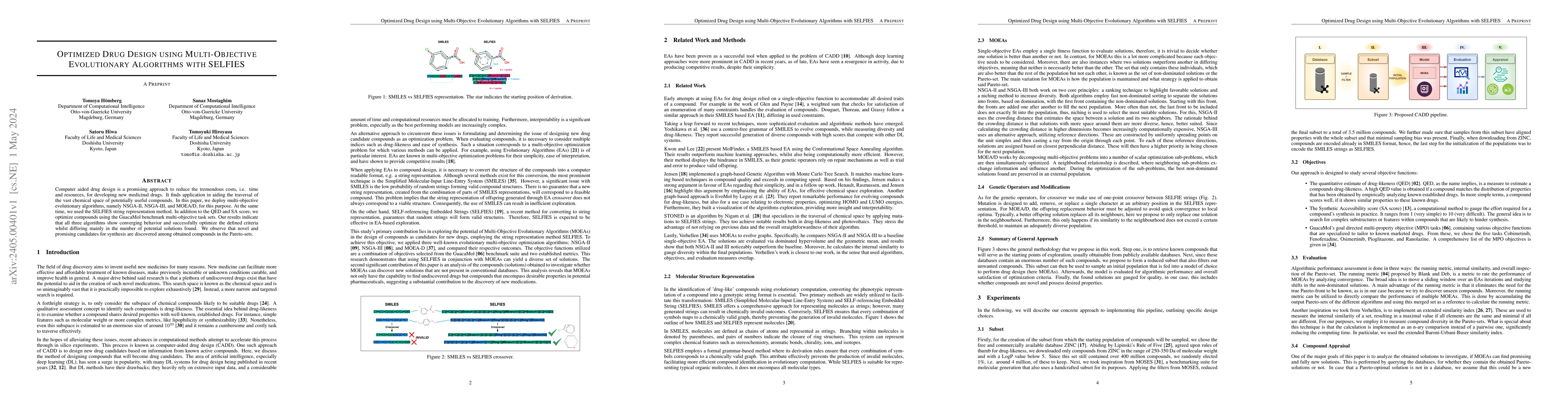 Thumbnail for Optimized Drug Design using Multi-Objective Evolutionary Algorithms with
  SELFIES