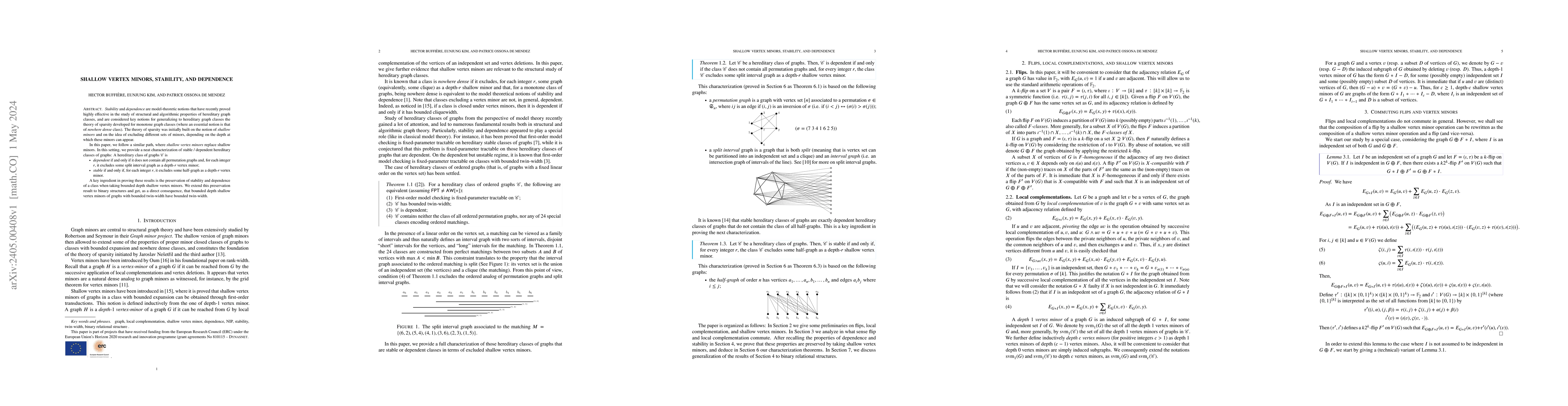 Thumbnail for Shallow vertex minors, stability, and dependence