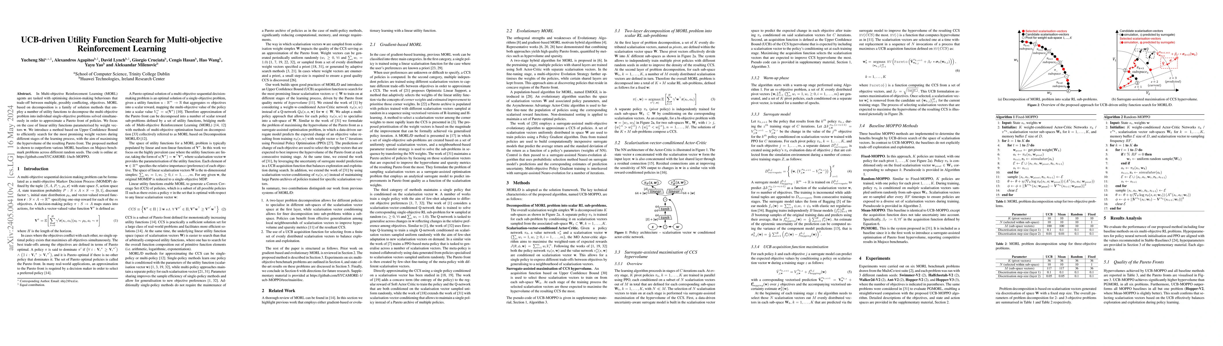 Thumbnail for UCB-driven Utility Function Search for Multi-objective Reinforcement
  Learning