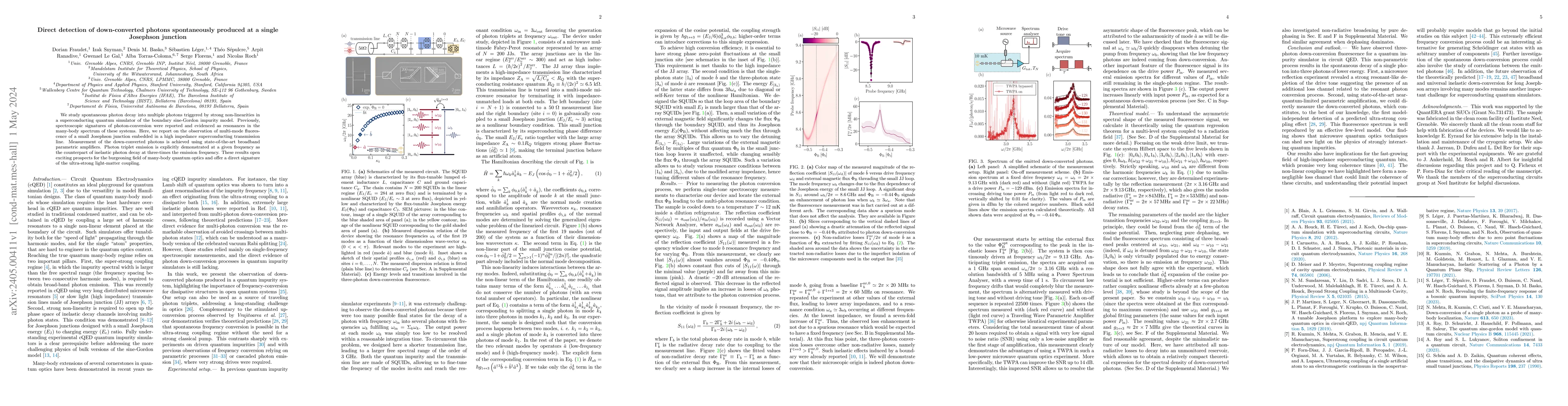 Thumbnail for Direct detection of down-converted photons spontaneously produced at a
  single Josephson junction