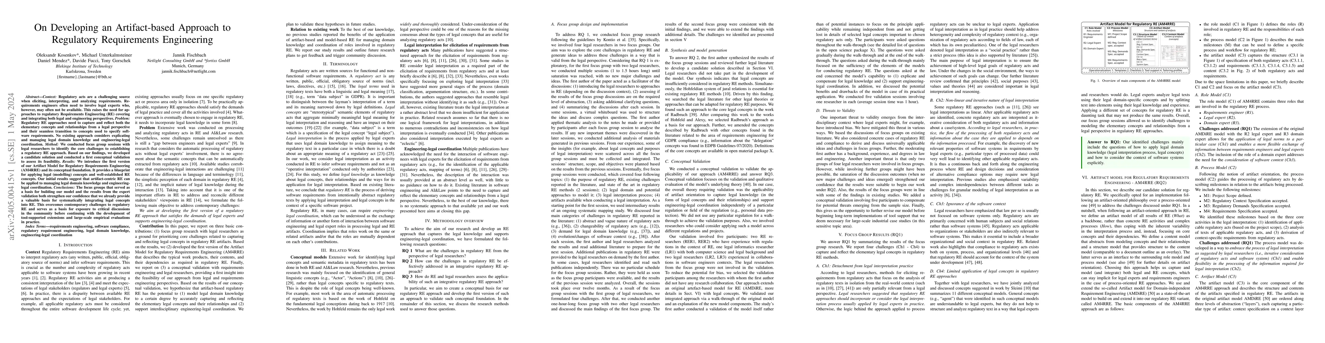 Thumbnail for On Developing an Artifact-based Approach to Regulatory Requirements
  Engineering