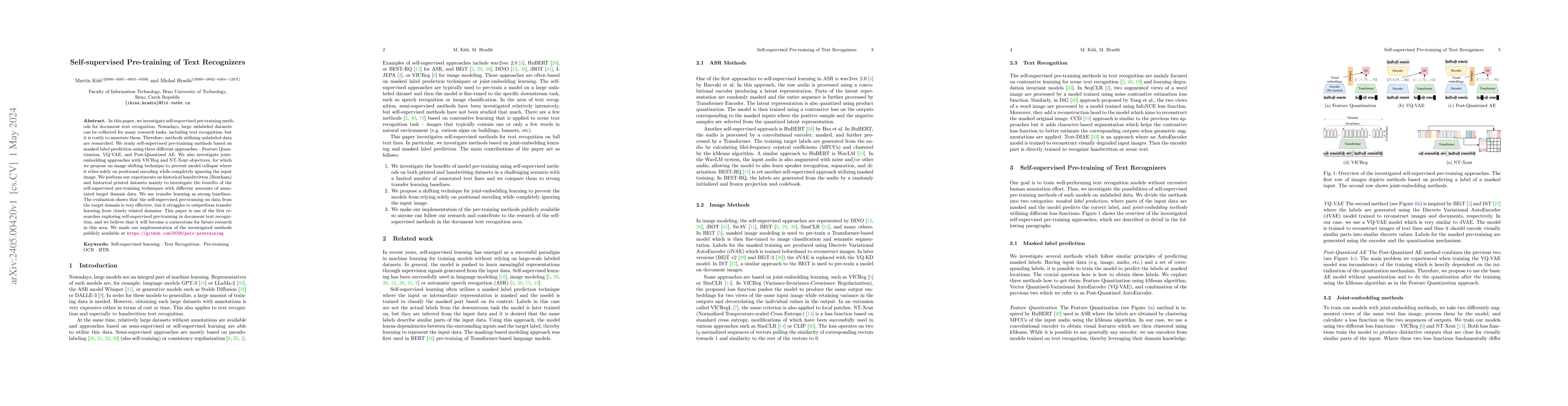 Thumbnail for Self-supervised Pre-training of Text Recognizers