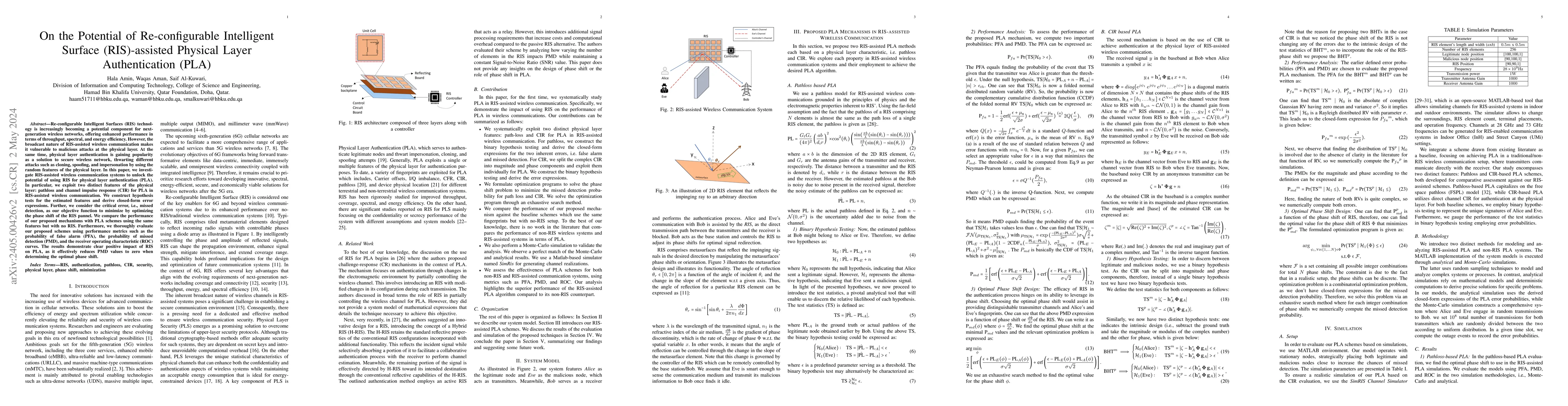 Thumbnail for On the Potential of Re-configurable Intelligent Surface (RIS)-assisted
  Physical Layer Authentication (PLA)