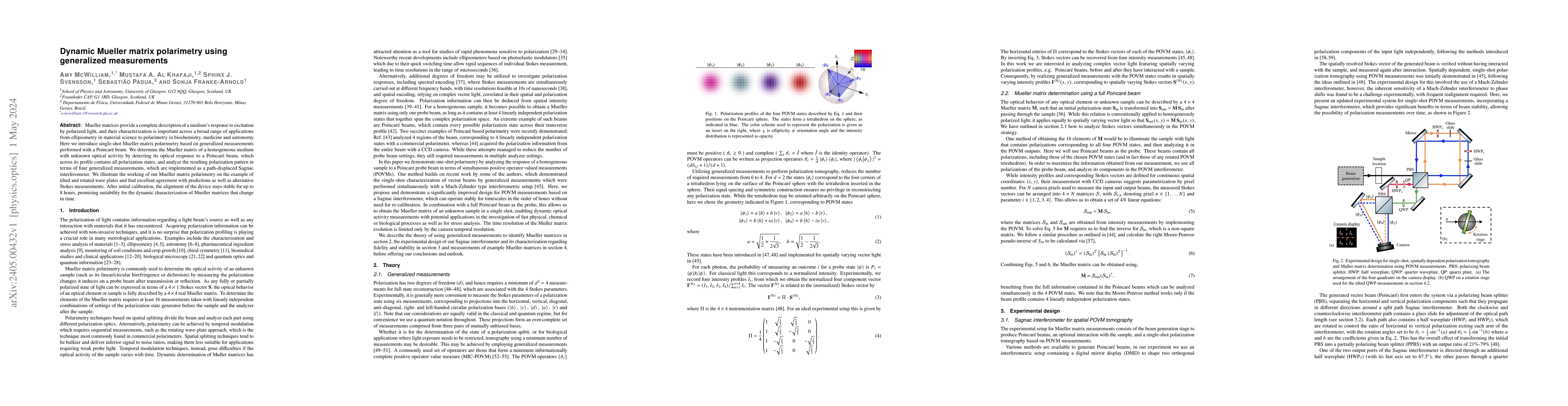 Thumbnail for Dynamic Mueller matrix polarimetry using generalized measurements