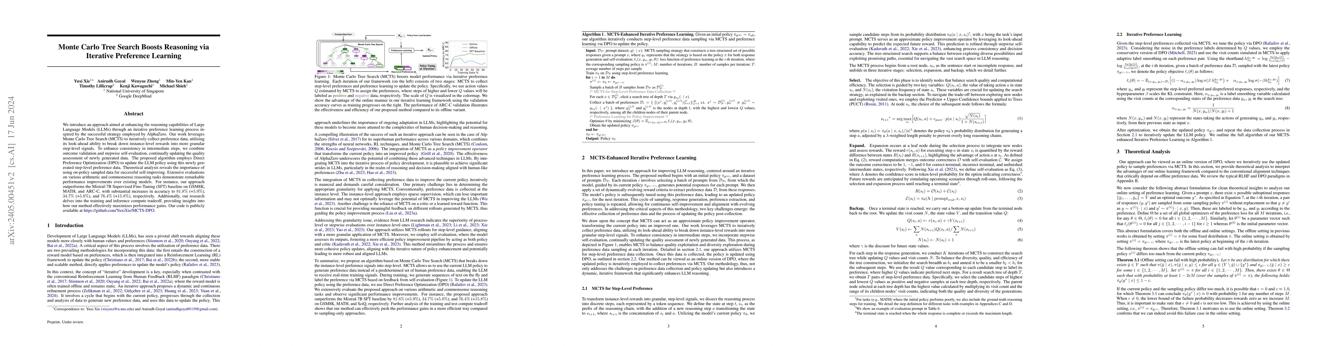Thumbnail for Monte Carlo Tree Search Boosts Reasoning via Iterative Preference
  Learning