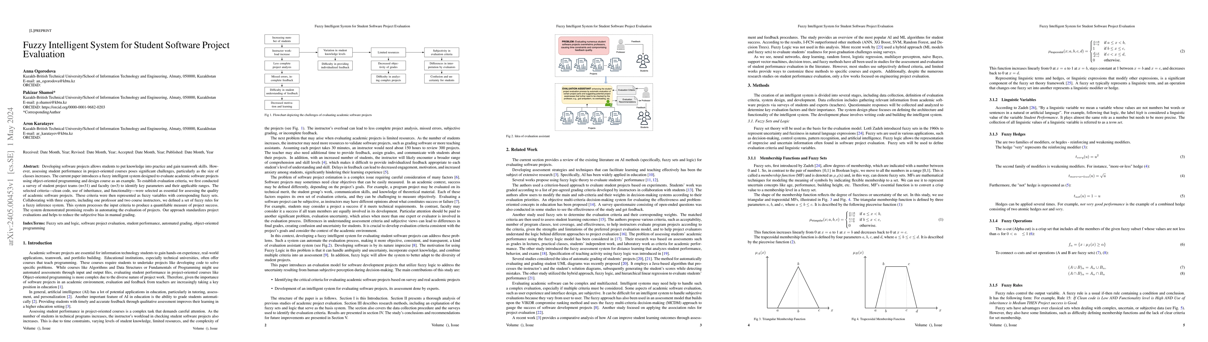 Thumbnail for Fuzzy Intelligent System for Student Software Project Evaluation