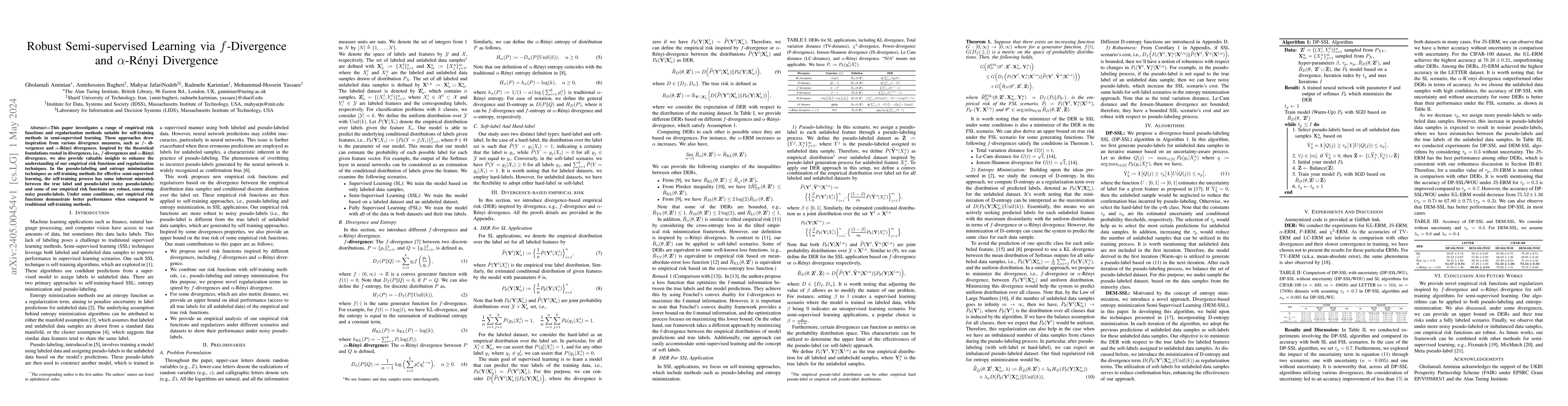 Thumbnail for Robust Semi-supervised Learning via $f$-Divergence and $\alpha$-R\'enyi
  Divergence