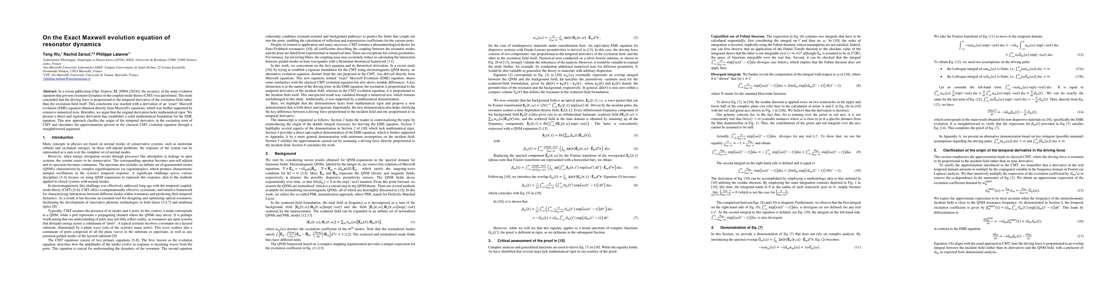 Thumbnail for The Maxwell evolution equation of electromagnetic resonators: a
  mathematical proof with explicit derivation