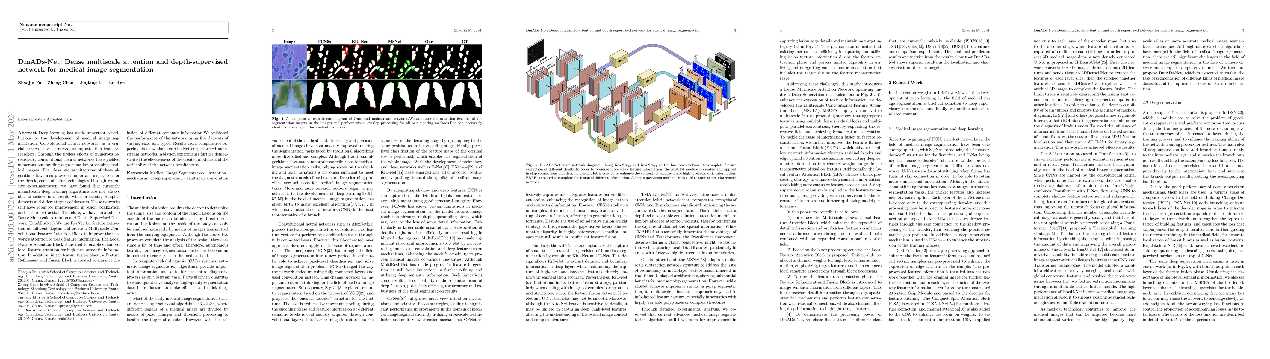 Thumbnail for DmADs-Net: Dense multiscale attention and depth-supervised network for
  medical image segmentation