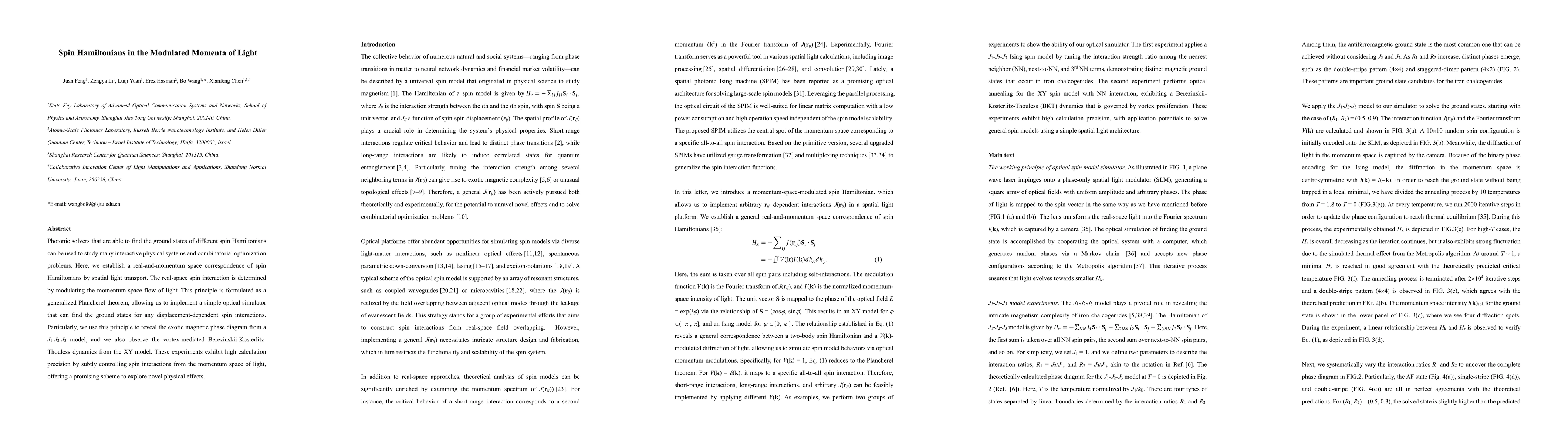 Thumbnail for Spin Hamiltonians in the Modulated Momenta of Light