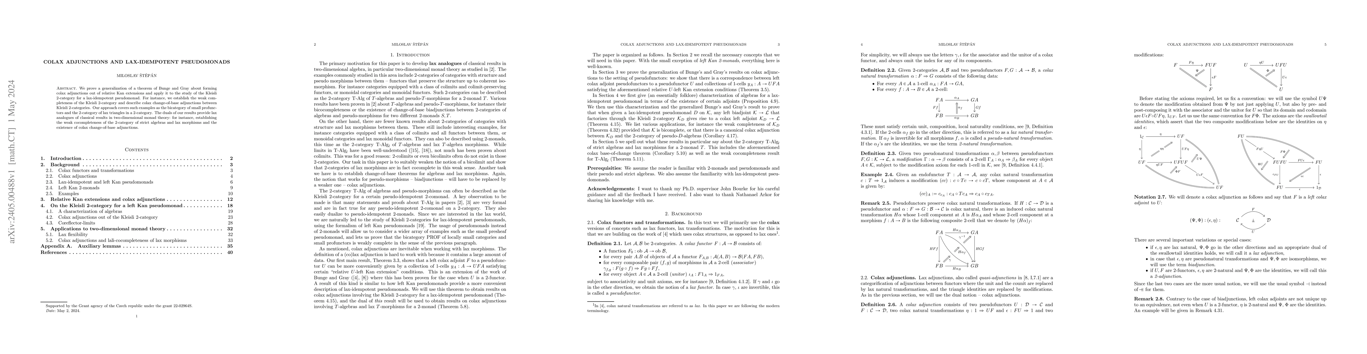 Thumbnail for Colax adjunctions and lax-idempotent pseudomonads