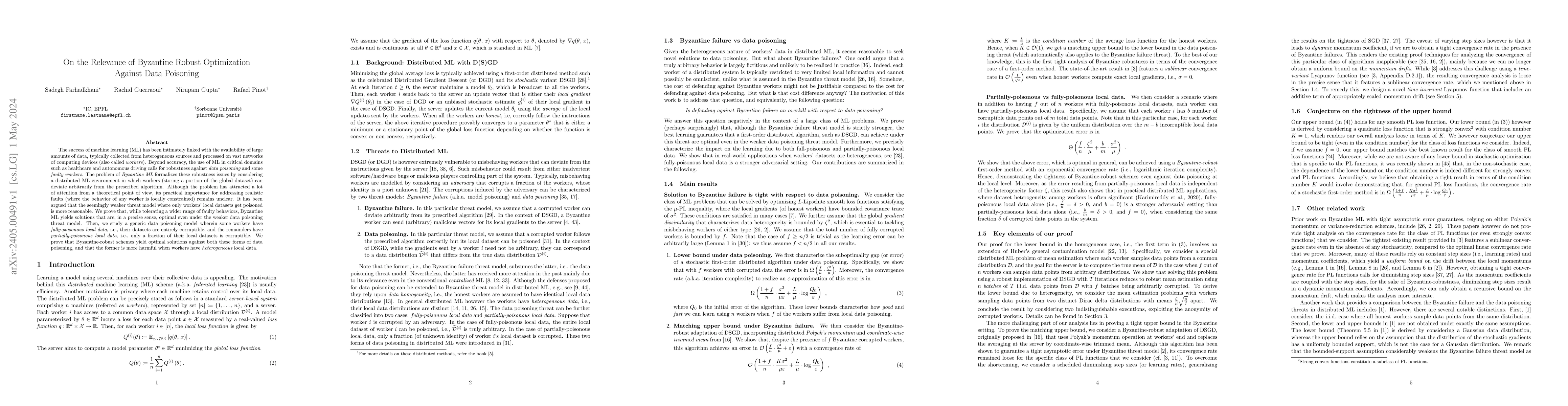 Thumbnail for On the Relevance of Byzantine Robust Optimization Against Data Poisoning
