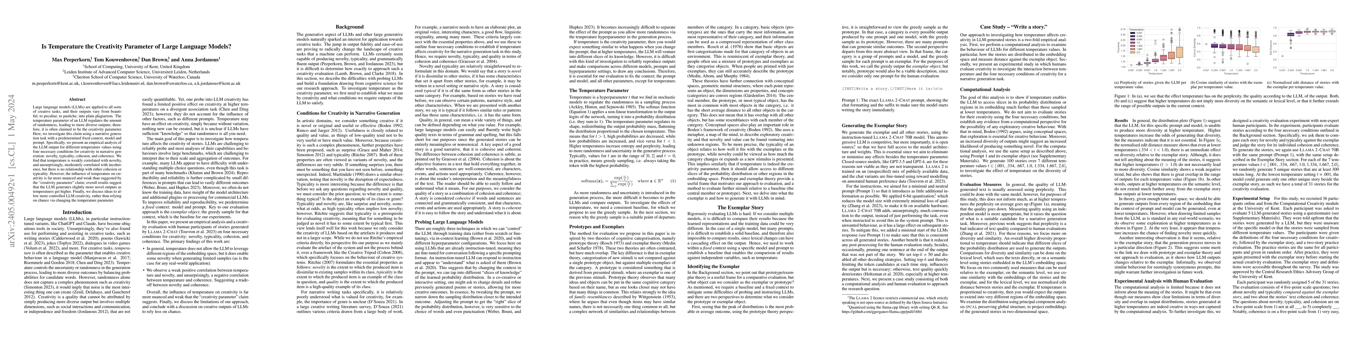 Thumbnail for Is Temperature the Creativity Parameter of Large Language Models?
