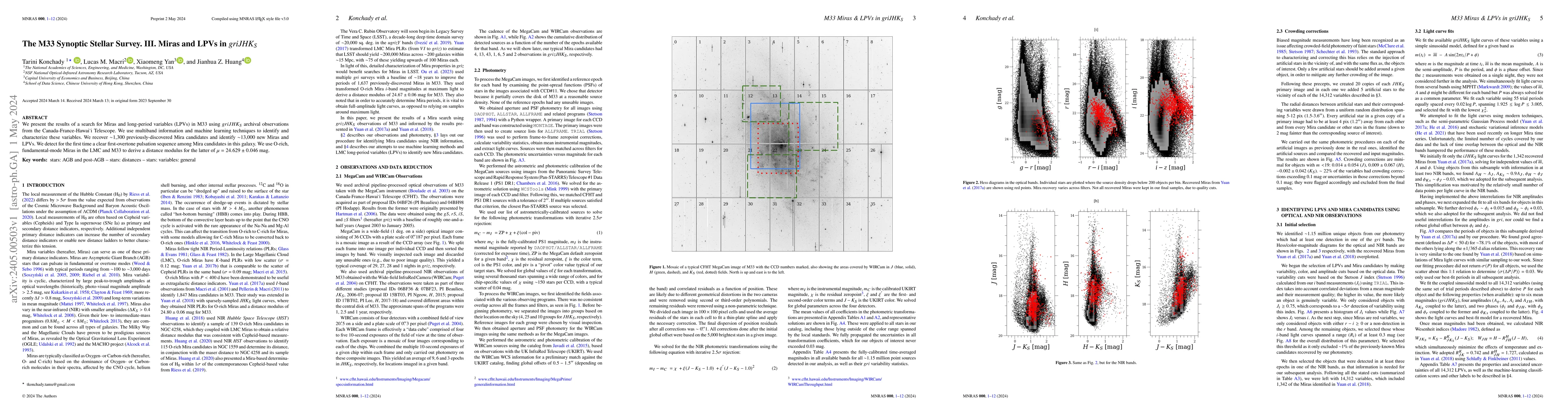Thumbnail for The M33 Synoptic Stellar Survey. III. Miras and LPVs in griJHKs