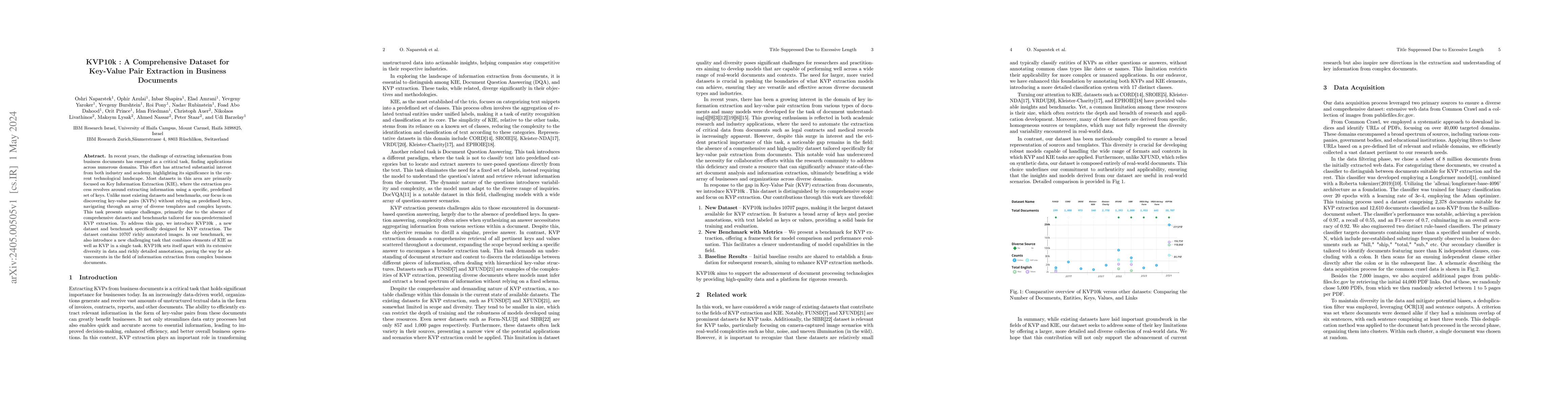 Thumbnail for KVP10k : A Comprehensive Dataset for Key-Value Pair Extraction in
  Business Documents