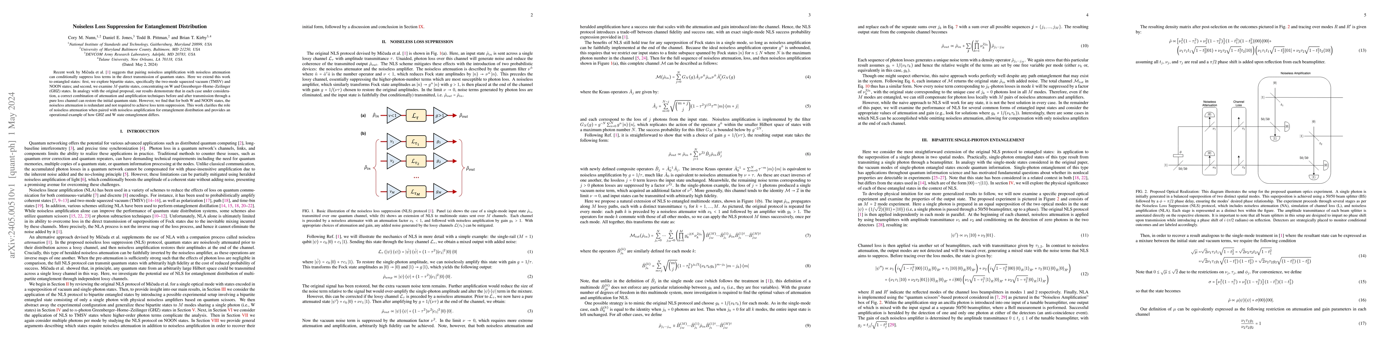 Thumbnail for Noiseless Loss Suppression for Entanglement Distribution